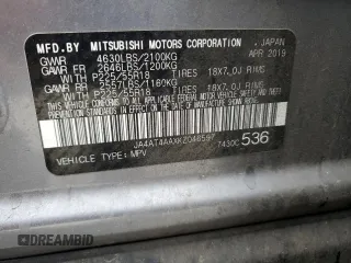 2019 Mitsubishi Eclipse Cross LE with VIN JA4AT4AAXKZ046597, listed as a Copart auction lot 58757355 with 88,892 mi miles and Salvage title. Bid and sale history available at DreamBid. Image 13.