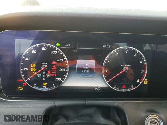 2020 Mercedes-Benz E-Class E 450 with VIN WDDZF6JBXLA748428, listed as a Copart auction lot 40687454 with 13,055 mi miles and Salvage Title. Bid and sale history available at carsss.com. Image 9.
