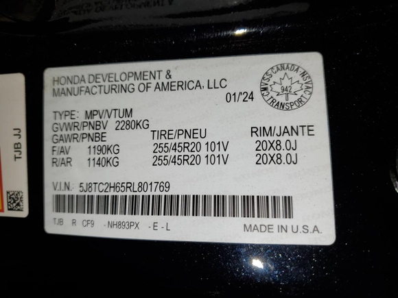 2024 Acura RDX w/A-Spec Package with VIN 5J8TC2H65RL801769, listed as a Copart auction lot 83235084 with 22,753 mi miles and Salvage Title. Bid and sale history available at carsss.com. Image 13.