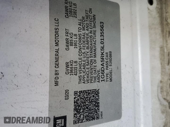 2020 Cadillac CT4 Luxury z VIN 1G6DA5RK5L0135563, wystawiony jako Copart lot #84494264 z przebiegiem Nie podano mil oraz Szkoda całkowita • Salvage title. Historia ofert i sprzedaży dostępna na DreamBid. Obrazek 14.