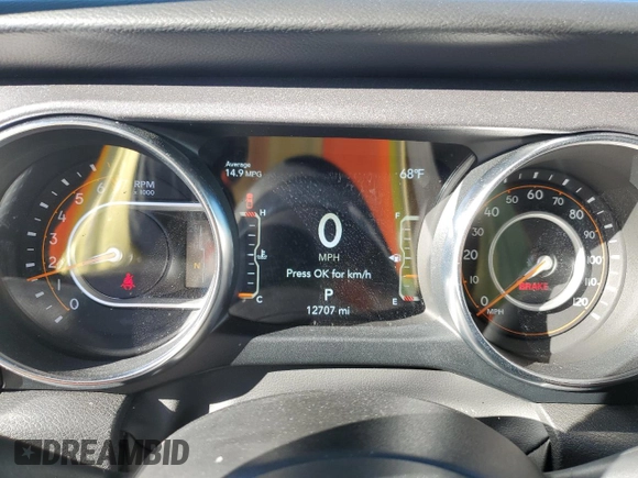 2023 Jeep Gladiator Mojave with VIN 1C6JJTEG7PL580727, listed as a Copart auction lot 48030215 with 12,707 mi miles and Salvage title. Bid and sale history available at DreamBid. Image 9.