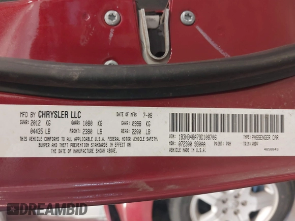 2009 Dodge Caliber SXT with VIN 1B3HB48A79D108706, listed as a IAAI auction lot 41555213 with 159,577 mi miles and . Bid and sale history available at DreamBid. Image 9.