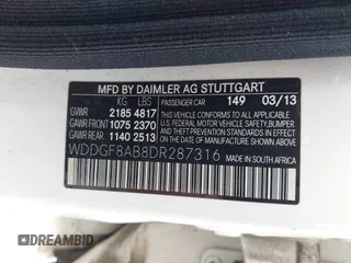 2013 Mercedes-Benz C 300 Sport with VIN WDDGF8AB8DR287316, listed as a IAAI auction lot 42645992 with 156,974 mi miles and . Bid and sale history available at DreamBid. Image 9.