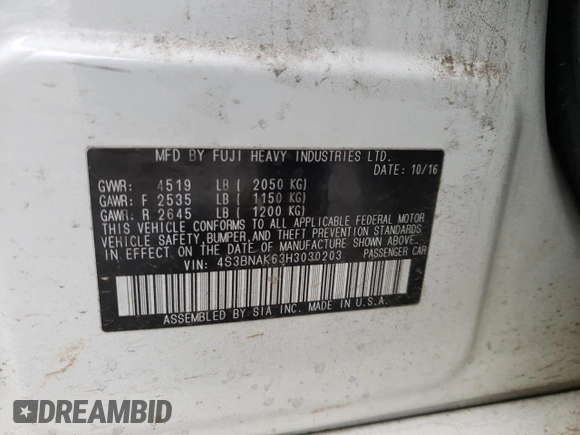 2017 Subaru Legacy Limited with VIN 4S3BNAK63H3030203, listed as a Copart auction lot 73691022 with 137,195 mi miles. Bid and sale history available at carsss.com. Image 12.