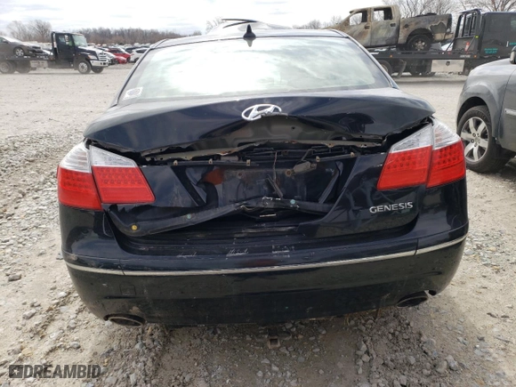 2009 Hyundai Genesis with VIN KMHGC46E29U043580, listed as a Copart auction lot 49688255 with 0 mi miles and Salvage Title. Bid and sale history available at carsss.com. Image 6.