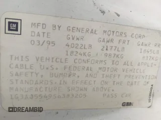 1995 Oldsmobile Cutlass Ciera with VIN 1G3AJ5549S6383205, listed as a IAAI auction lot 41631914 with 76,328 mi miles and . Bid and sale history available at DreamBid. Image 9.