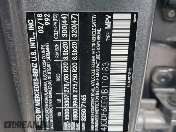 2018 Mercedes-Benz GLS 450 with VIN 4JGDF6EE0JB110183, listed as a Copart auction lot 45126624 with 85,751 mi miles and . Bid and sale history available at DreamBid. Image 14.