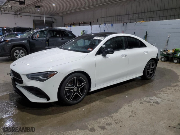 2025 Mercedes-Benz CLA with VIN W1K5J4HB0SN494971, listed as a Copart auction lot 85578944 with 561 mi miles and Salvage Title. Bid and sale history available at carsss.com. Image 1.