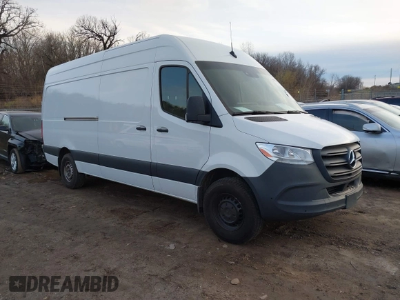 2023 Mercedes-Benz Sprinter Cargo with VIN W1Y4NCHY6PT120839, listed as a IAAI auction lot 40963564 with 128,639 mi miles. Bid and sale history available at carsss.com. Image 1.