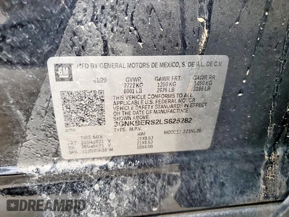 2020 Chevrolet Blazer RS with VIN 3GNKBERS2LS625282, listed as a Copart auction lot 58732775 with 79,972 mi miles and Salvage title. Bid and sale history available at DreamBid. Image 13.