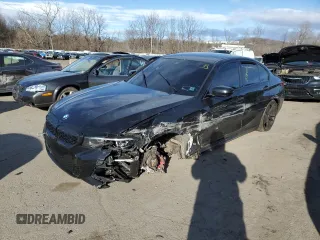 2022 BMW 3 Series M340i xDrive with VIN 3MW5U9J02N8C24006, listed as a Copart auction lot 87841145 with 0 mi miles and Salvage Title. Bid and sale history available at carsss.com. Image 1.