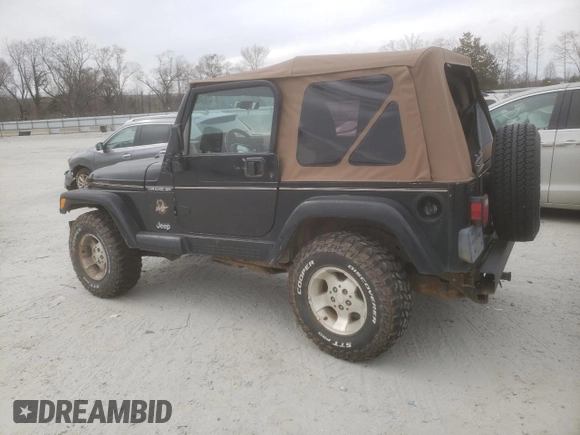 2002 Jeep Wrangler Sahara with VIN 1J4FA59S42P720513, listed as a Copart auction lot 47054805 with 190,922 mi miles and Salvage title. Bid and sale history available at DreamBid. Image 2.