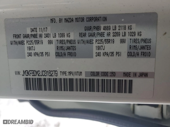 2018 Mazda CX-5 Grand Touring with VIN JM3KFBDM2J0316279, listed as a Copart auction lot 50237215 with 132,942 mi miles and Salvage Title. Bid and sale history available at carsss.com. Image 14.
