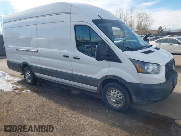 2023 Ford Transit Cargo with VIN 1FTBR3U80PKA41338, listed as a IAAI auction lot 41479619 with 62,136 mi miles and . Bid and sale history available at DreamBid. Image 1.
