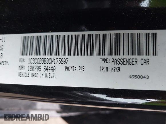 2012 Chrysler 200 Touring with VIN 1C3CCBBB9CN175907, listed as a IAAI auction lot 41897519 with 107,626 mi miles and . Bid and sale history available at carsss.com. Image 9.