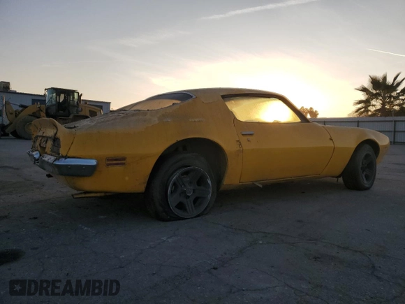 1973 Pontiac Firebird with VIN 2S87M3N110405, listed as a Copart auction lot 84326504 with 22,334 mi miles and Salvage title. Bid and sale history available at DreamBid. Image 3.