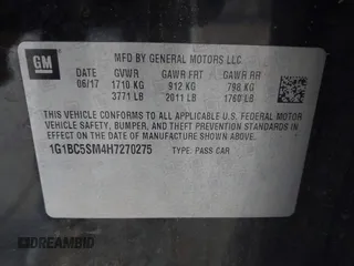 2017 Chevrolet Cruze LS z VIN 1G1BC5SM4H7270275, wystawiony jako IAAI lot #42484111 z przebiegiem 90 589 mil mil oraz . Historia ofert i sprzedaży dostępna na DreamBid. Obrazek 9.