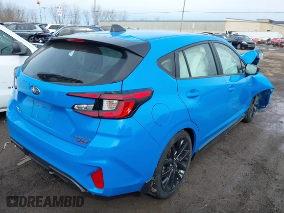 2024 Subaru Impreza RS with VIN JF1GUHJCXR8327309, listed as a IAAI auction lot 41560893 with 1,637 mi miles. Bid and sale history available at carsss.com. Image 4.