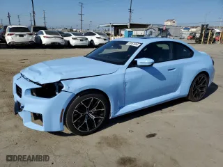 2025 BMW M2 with VIN 3MF23DM06S8E94517, listed as a Copart auction lot 52457585 with 2,748 mi miles and Salvage Title. Bid and sale history available at carsss.com. Image 1.