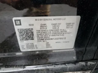 2018 Chevrolet Traverse High Country with VIN 1GNEVKKW7JJ270172, listed as a Copart auction lot 55871125 with 126,179 mi miles and Clean Title. Bid and sale history available at carsss.com. Image 13.