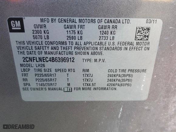2011 Chevrolet Equinox LT w/2LT with VIN 2CNFLNEC4B6396912, listed as a Copart auction lot 42554275 with 0 mi miles and Salvage Title. Bid and sale history available at carsss.com. Image 14.