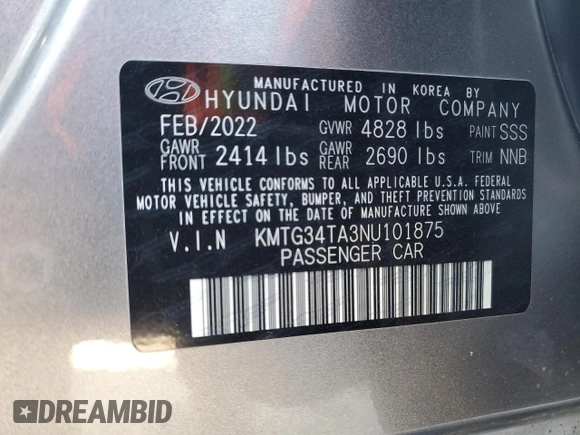 2022 Genesis G70 2.0T with VIN KMTG34TA3NU101875, listed as a Copart auction lot 84599834 with 20,997 mi miles and Salvage Title. Bid and sale history available at DreamBid. Image 13.