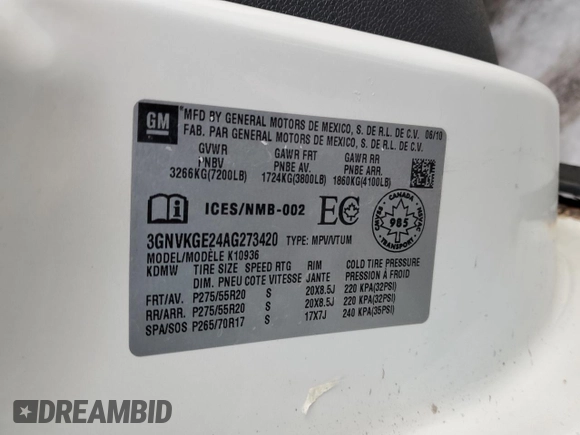 2010 Chevrolet Avalanche with VIN 3GNVKGE24AG273420, listed as a Copart auction lot 86592044 with 173,596 mi miles and Non Repairable. Bid and sale history available at DreamBid. Image 12.