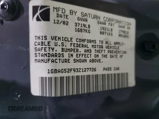2003 Saturn ION ION 1 z VIN 1G8AG52F93Z127726, wystawiony jako Copart lot #88268395 z przebiegiem 119 847 mil mil oraz Nie do naprawy. Historia ofert i sprzedaży dostępna na DreamBid. Obrazek 12.