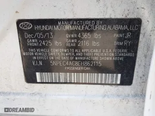 2014 Hyundai Sonata SE with VIN 5NPEC4AC8EH862115, listed as a IAAI auction lot 41869068 with 137,907 mi miles. Bid and sale history available at carsss.com. Image 9.