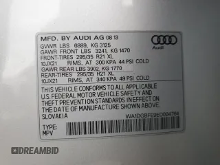 2014 Audi Q7 3.0T S line Prestige with VIN WA1DGBFE9ED004764, listed as a Copart auction lot 79079364 with 74,001 mi miles and Salvage Title. Bid and sale history available at carsss.com. Image 13.