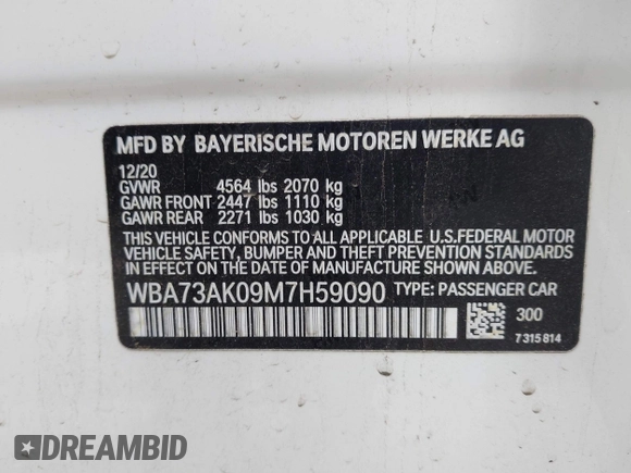 2021 BMW 2 Series 228i xDrive z VIN WBA73AK09M7H59090, wystawiony jako IAAI lot #42160400 z przebiegiem 78 782 mil mil oraz . Historia ofert i sprzedaży dostępna na DreamBid. Obrazek 9.