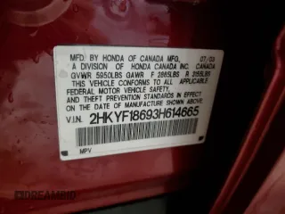 2003 Honda Pilot EX z VIN 2HKYF18693H614665, wystawiony jako Copart lot #57053175 z przebiegiem 291 627 mil mil oraz Czysty tytuł • Clean title. Historia ofert i sprzedaży dostępna na DreamBid. Obrazek 13.