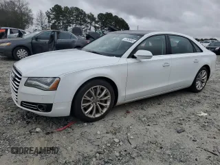 2014 Audi A8 L 3.0T with VIN WAURGAFD3EN003758, listed as a Copart auction lot 47636885 with 166,990 mi miles and Salvage Title. Bid and sale history available at carsss.com. Image 1.