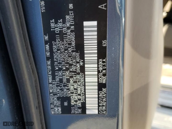 2007 Toyota Sequoia SR5 with VIN 5TDZT34A97S289227, listed as a Copart auction lot 86928334 with 180,217 mi miles and Salvage Title. Bid and sale history available at carsss.com. Image 13.