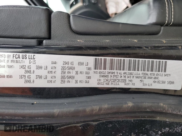 2015 Jeep Grand Cherokee Overland with VIN 1C4RJFCG2FC912328, listed as a Copart auction lot 46112005 with 170,366 mi miles and Salvage Title. Bid and sale history available at carsss.com. Image 16.