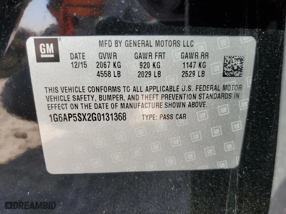 2016 Cadillac CTS Sedan RWD with VIN 1G6AP5SX2G0131368, listed as a Copart auction lot 75828414 with 93,153 mi miles and Salvage Title. Bid and sale history available at carsss.com. Image 14.