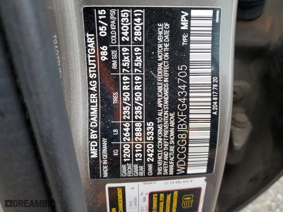 2015 Mercedes-Benz GLK-Class GLK 350 with VIN WDCGG8JBXFG434705, listed as a Copart auction lot 51529815 with 118,671 mi miles and Salvage Title. Bid and sale history available at carsss.com. Image 12.