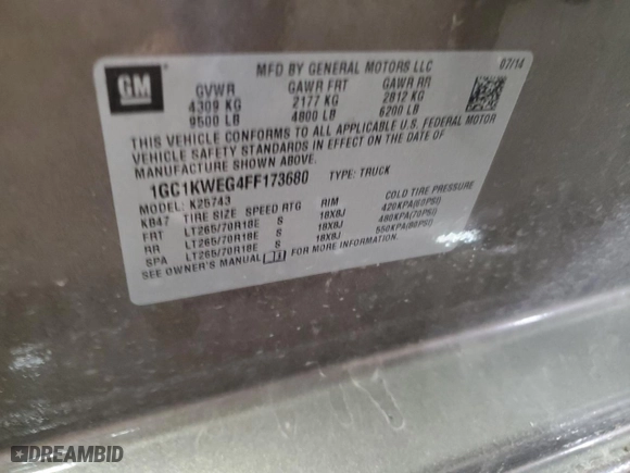 2015 Chevrolet Silverado 2500HD Built After Aug 14 LTZ with VIN 1GC1KWEG4FF173680, listed as a Copart auction lot 49531295 with 93,839 mi miles and Salvage Title. Bid and sale history available at carsss.com. Image 12.
