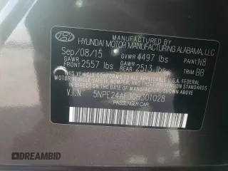 2016 Hyundai Sonata SE with VIN 5NPE24AF3GH301028, listed as a Copart auction lot 50470305 with 54,771 mi miles and Salvage Title. Bid and sale history available at carsss.com. Image 14.