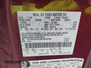 2009 Ford F-150 XL with VIN 1FTPW14V29FA03792, listed as a IAAI auction lot 41938651 with 158,621 mi miles. Bid and sale history available at carsss.com. Image 9.