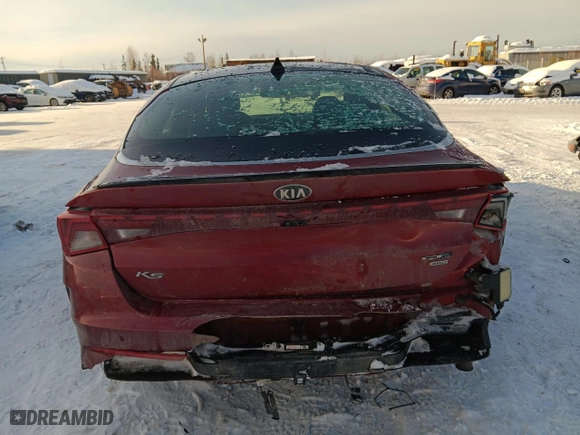 2021 Kia K5 GT-Line with VIN 5XXG64J25MG070635, listed as a Copart auction lot 45729275 with 49,667 mi miles and Salvage Title. Bid and sale history available at carsss.com. Image 6.