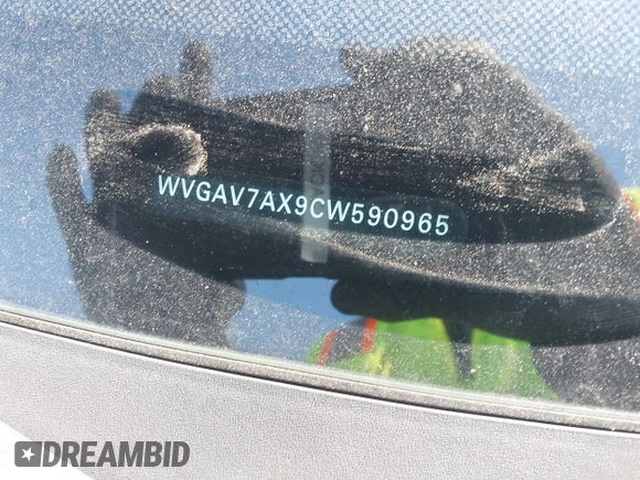2012 Volkswagen Tiguan SE with VIN WVGAV7AX9CW590965, listed as a IAAI auction lot 41852407 with 153,953 mi miles and . Bid and sale history available at DreamBid. Image 9.