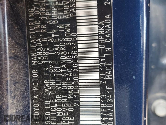2006 Toyota Matrix STD z VIN 2T1LR30EX6C563460, wystawiony jako Copart lot #43759795 z przebiegiem 121 199 mil mil oraz Szkoda całkowita • Salvage title. Historia ofert i sprzedaży dostępna na DreamBid. Obrazek 13.
