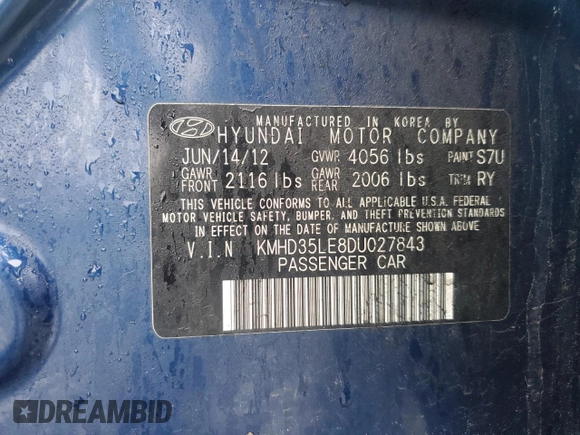 2013 Hyundai Elantra GT with VIN KMHD35LE8DU027843, listed as a Copart auction lot 51928465 with 101,917 mi miles and Clean Title. Bid and sale history available at carsss.com. Image 12.