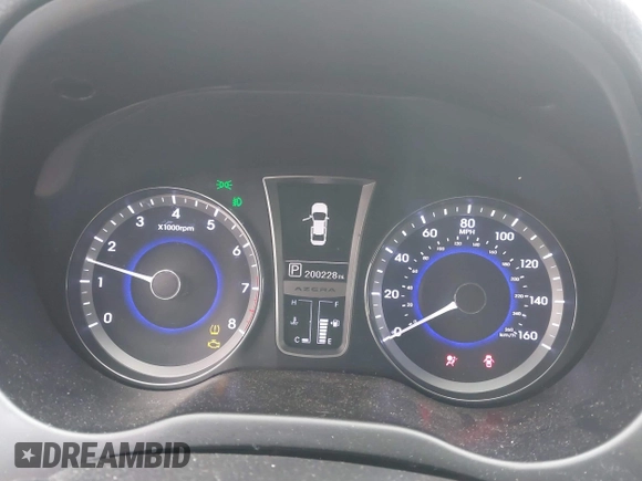 2013 Hyundai Azera with VIN KMHFH4JG0DA216691, listed as a IAAI auction lot 41704694 with 200,228 mi miles and . Bid and sale history available at DreamBid. Image 7.