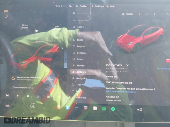 2022 Tesla Model Y Long Range z VIN 7SAYGDEE1NF385414, wystawiony jako IAAI lot #41660542 z przebiegiem 54 075 mil mil oraz . Historia ofert i sprzedaży dostępna na DreamBid. Obrazek 7.