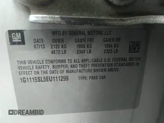 2014 Chevrolet Impala LT with VIN 1G1115SL5EU111299, listed as a IAAI auction lot 42570435 with 169,491 mi miles and . Bid and sale history available at DreamBid. Image 9.