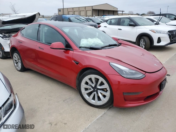 2022 Tesla Model 3 with VIN 5YJ3E1EA4NF185829, listed as a Copart auction lot 88988595 with 0 mi miles and Salvage Title. Bid and sale history available at carsss.com. Image 4.