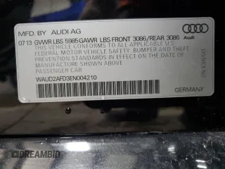 2014 Audi S8 with VIN WAUD2AFD3EN004210, listed as a Copart auction lot 50205735 with 31,952 mi miles and Salvage Title. Bid and sale history available at carsss.com. Image 12.