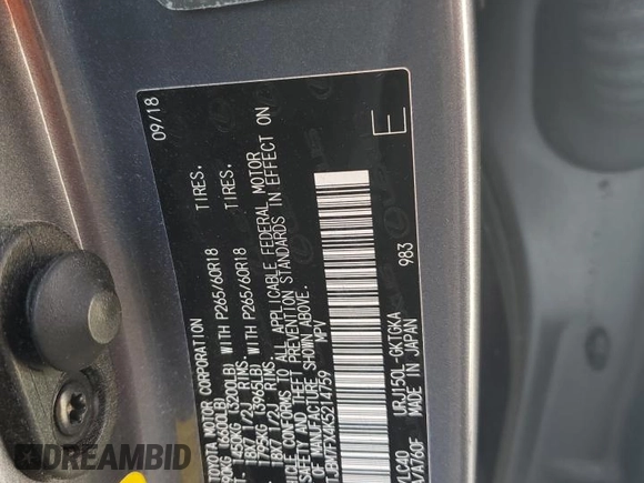 2019 Lexus GX 460 z VIN JTJBM7FX4K5214759, wystawiony jako Copart lot #54353205 z przebiegiem 94 478 mil mil oraz Szkody całkowita. Historia ofert i sprzedaży dostępna na DreamBid. Obrazek 12.